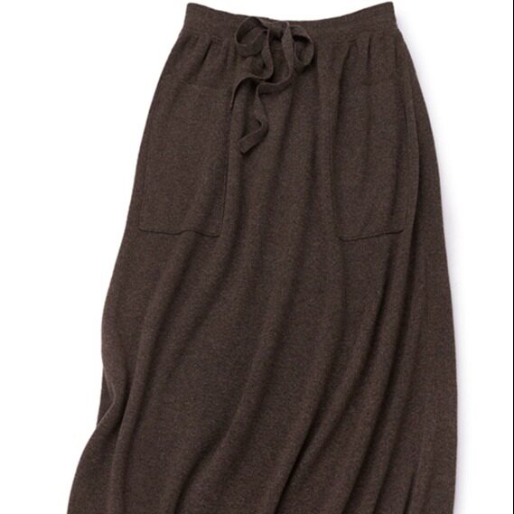 Hot Autumn and Winter Encrypted Cashmere Long Skirt with Drawstrings