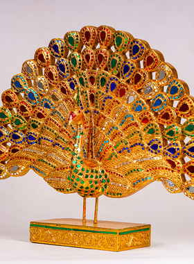 印象泰木质装饰现代门厅动物摆件