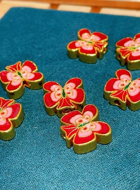 沙金小孔久不掉色diy配件蝴蝶珐琅彩烧蓝景泰蓝蝶恋花项链毛衣链