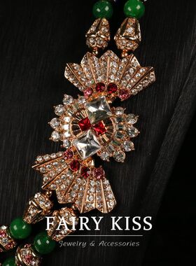 青岛vintage饰品精致莱茵石绿色