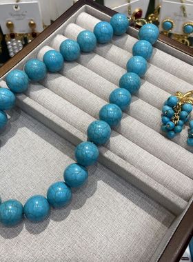 复古超大号18MM绿松石项链男女同