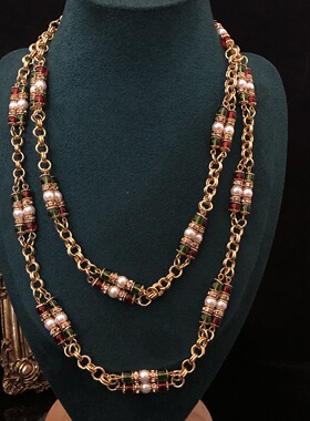 复古彩色手工串珠琉璃这种复古长