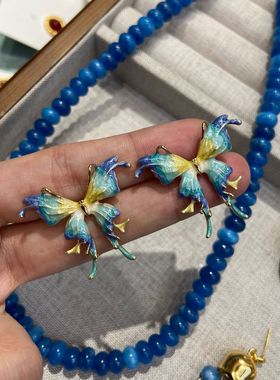 925银欧美复古宝蓝色春夏度项链