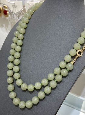 冰种晴水玉髓项链12M女款湖水绿