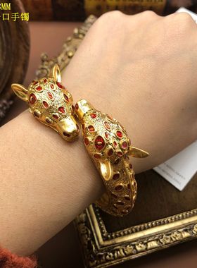 复古手环镀真金小鹿设计珐琅釉斑