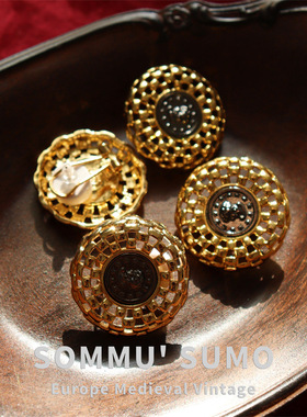 中古风镂空圆形古币耳环女复古欧