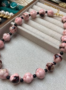 新vintage复古设计款老料子粉蛙