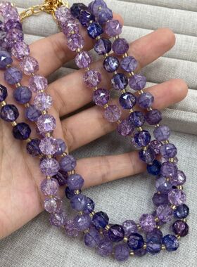 紫水晶切面双层项链女复古高级感