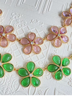 混合宝石镶嵌十字链项链