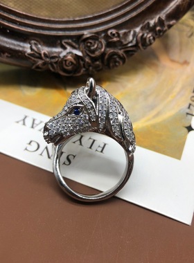 设计感中古重工饰品动物马戒指铜