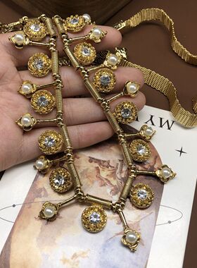 轻奢复古泡泡钻流苏项链素金链设