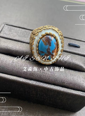 戒指中古vintage彩绘青金石戒指