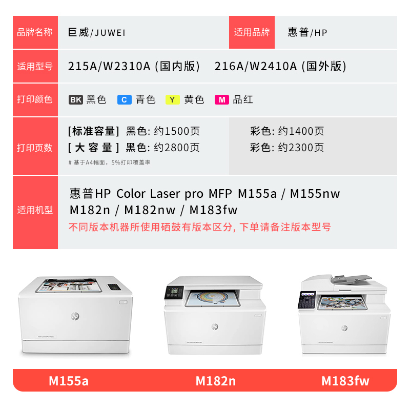 适用原装惠普M183fw硒鼓M155a/nw粉盒Laser pro MFP M182n/nw打印 - 图3