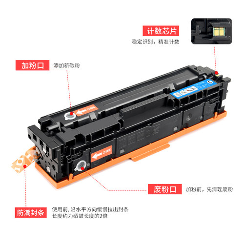 港版机适用惠普CF540A硒鼓HP203A碳粉盒M281fdw墨盒M254dn/dw/nw墨粉M280nw M281fdn/cdw碳粉国外海外打印机 - 图2