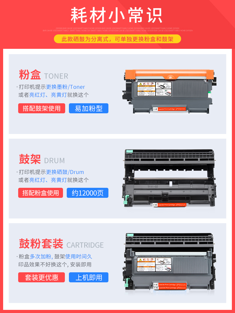 巨威 适用兄弟TN2215 tn2225粉盒MFC-7360 7860硒鼓hl2240 2250dn - 图0