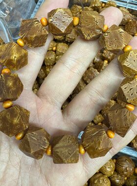 桃核雕刻富甲猫头五角星招财猫蜜罐M豆饼干手串手持手链老油核文