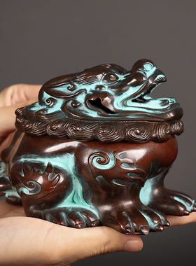 狻猊纯铜大号仿古风茶道创意香炉