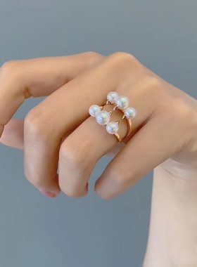 T家同款天然珍珠戒指恶魔魔爪