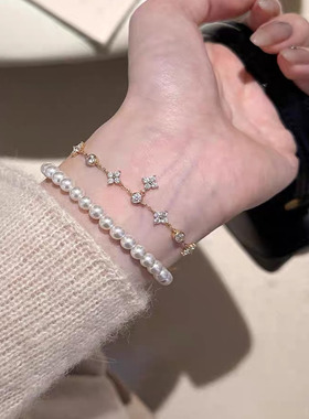 璀璨四叶草纯银手链~超闪超仙的~