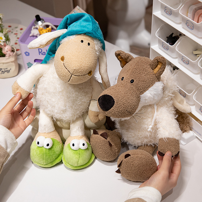 小羊公仔瞌睡羊毛绒玩具披着羊皮的狼玩偶睡觉抱枕布娃娃生日礼物 - 图1