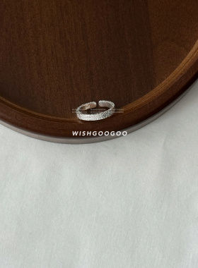 WISHGOOGOO锤纹肌理素圈戒指女ins韩版简约925纯银日常通勤开口戒
