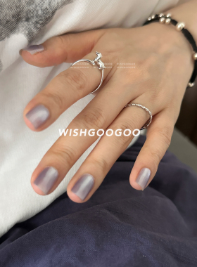 WISHGOOGOO清仓立体腊肠小狗戒指女925纯银韩国ins小众设计开口戒
