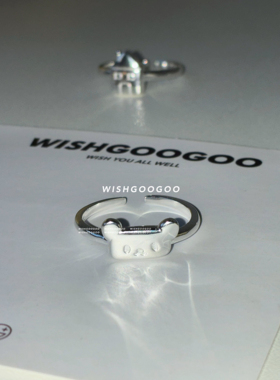 WISHGOOGOO小熊戒指女925纯银ins小众设计感简约可爱童趣开口指环