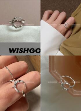 WISHGOOGOO月亮荆棘925银戒指