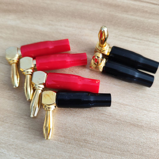 Pure copper 4mm banana plug L-shaped 90 degree elbow non-destructive