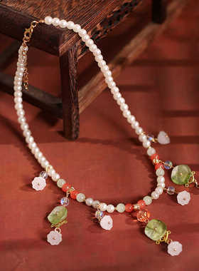 汉服璎珞项链古风饰品古装古代新中式百搭仙气软璎珞项圈莲蓬荷叶