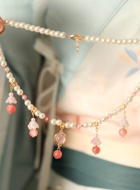 儿童古风项链粉色汉服璎珞新中式