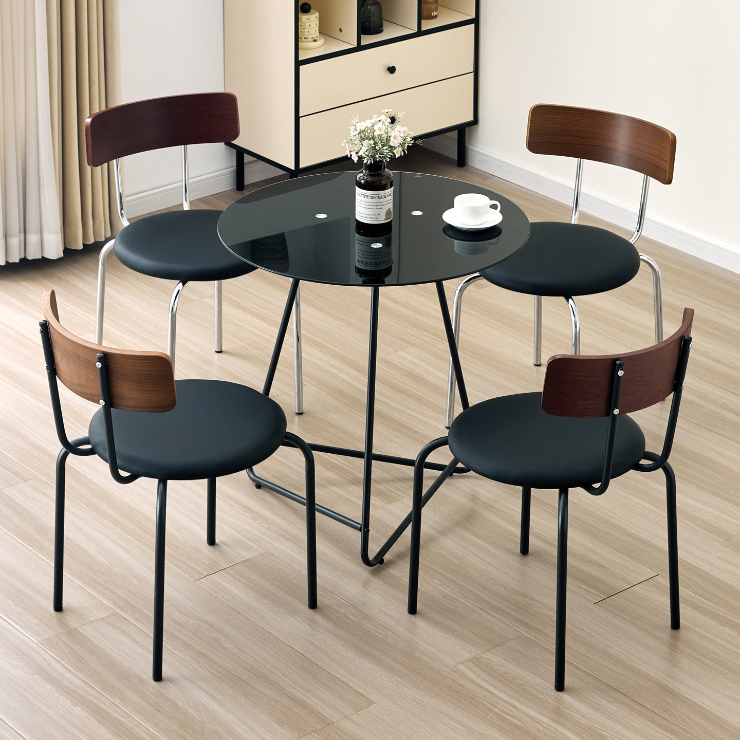 玻璃圆桌钢化玻璃桌家用玻璃餐桌阳台桌子洽谈桌椅组合玻璃小圆桌,淘宝优惠券,粉丝福利购,淘宝优惠卷