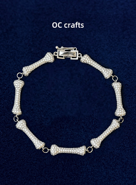 王一博骨头手链EYEFUNNY925银钻