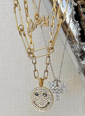 亮晶晶小众圆钻十字项链EYEFUNNY