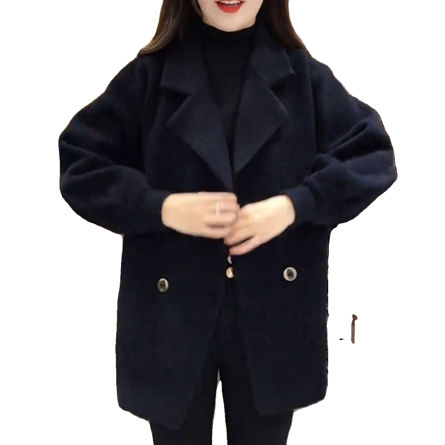 Woolen retro Korean style fashionable loose coat autumn and winter