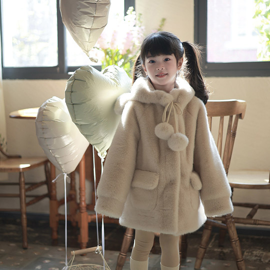 Autumn and winter Korean style new bear ears hooded fur jacket