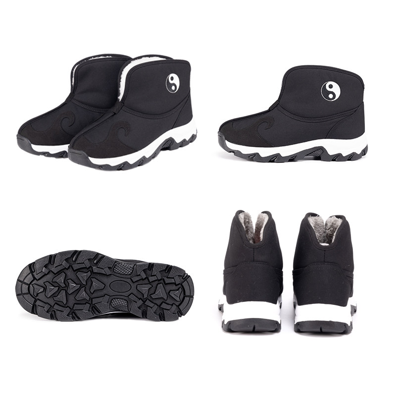台芭黎冬款防寒 防滑耐磨 加绒保暖 厚底道士祥云太极短筒雪地靴 - 图3