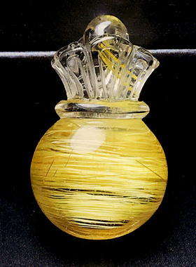 天然水晶发晶葫芦蛋面佛像吊坠