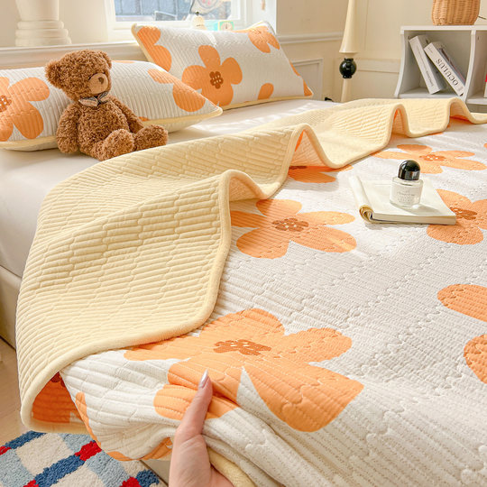 2025新款牛奶绒床盖一面全棉一面绒榻榻米床单三件套纯棉单人学生