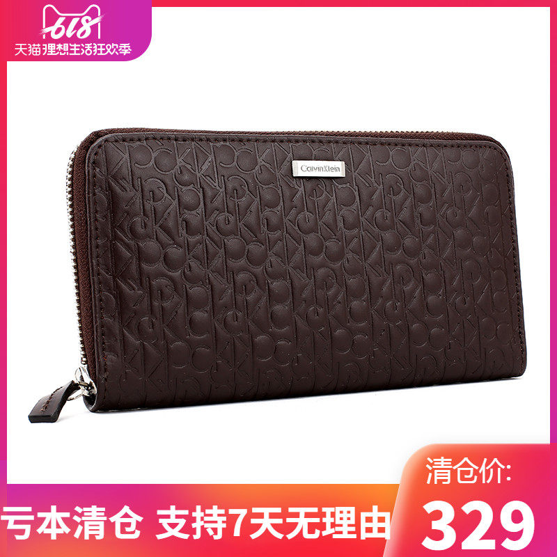 calvin klein男士字母烫印长款钱包 美国购物网海外钱包
