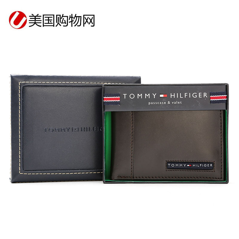 TOMMY HILFIGER美國湯米希爾費格男士錢包短款兩折橫款皮夾錢包