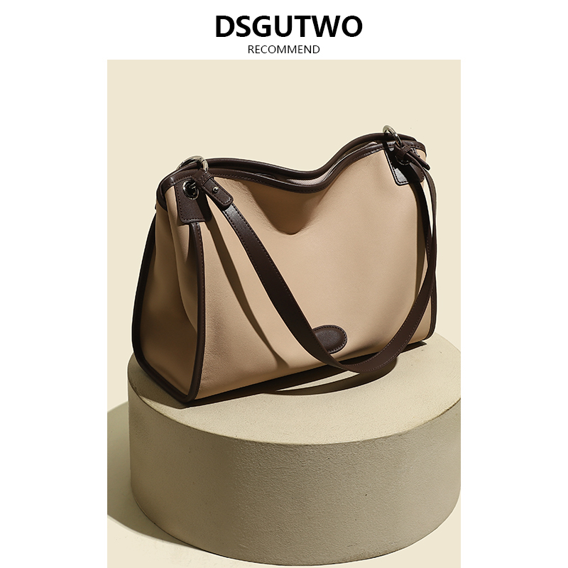 DSGUTWO大容量通勤帆布包质感手提包水桶包装时尚单肩斜挎包女包-图0