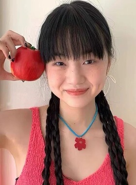 多巴胺彩色亚克力花朵项链女韩国ins博主同款旅游度假风锁骨链