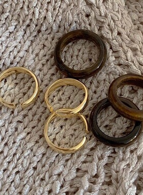 虎眼石戒指女叠戴小众独特设计个性时髦指环美拉德配饰秋冬食指戒