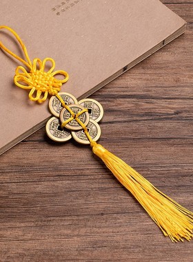 黄铜梅花五帝钱葫芦门对门挂件