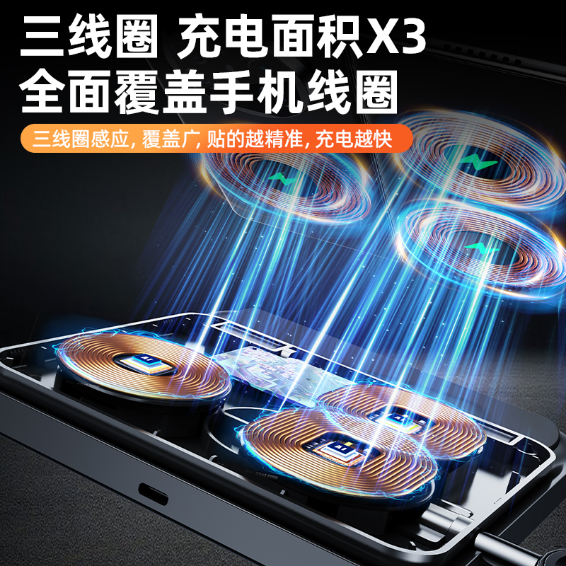 折叠屏三合一充电器适用三星zfold5华为matex5典藏版x3苹果无线充底座s23ultra手机zflip磁吸快充w23手表支架