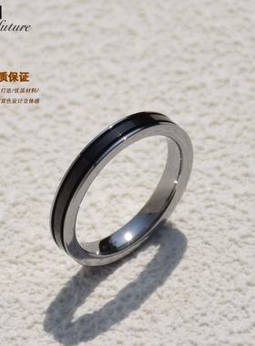 钨金黑面款戒指高级感时尚