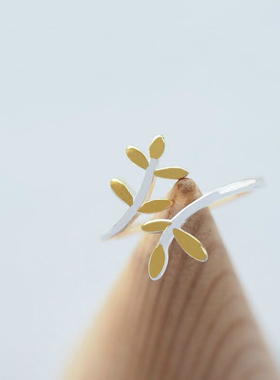 小清新风女款树叶创意橄榄枝戒子