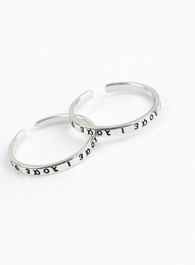 简约设计s925复古风文字开口戒指