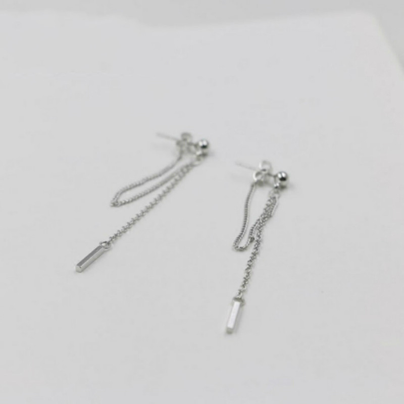 原创简约设计S925纯银耳饰品气质双层耳线长款耳坠女超仙流苏百搭 - 图0